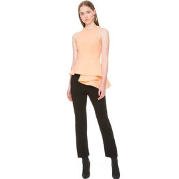 Anthropologie C/MEO COLLECTIVE Asymmetric Ruffle Coral Peach Fools Gold Top - Picture 3 of 14